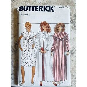 Nightgown Housedress Robe Sz 6 Butterick 4671 Sewing Pattern UNCUT Modest